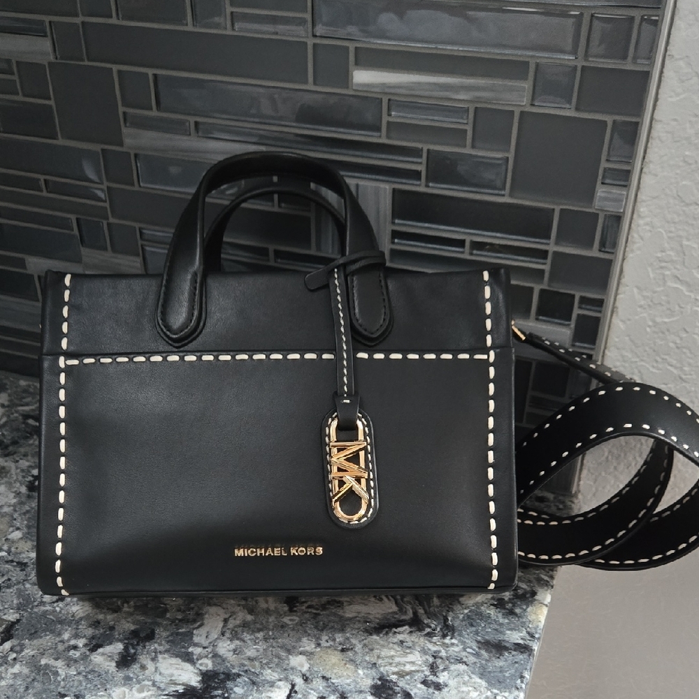 Michael Kors Black Satchel with Gold Accents